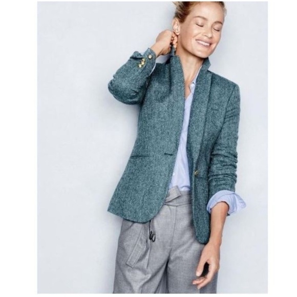J.Crew Campbell wool blazer in blue herringbone size 4 JCREW - Picture 5 of 16